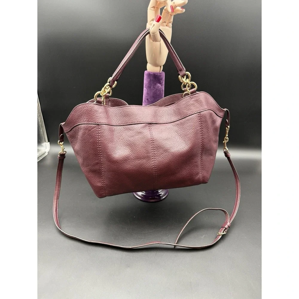 Coach LEXY Pebbled Leather Handbag/Shoulder Bag Pink Zip Snap‎ Closure